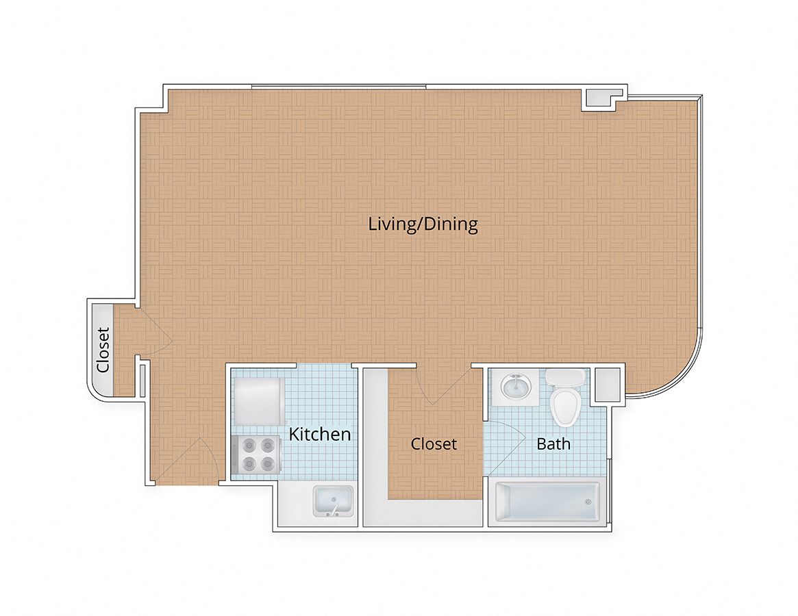 2100 Connecticut Apartments Washington DC Large Studio Floor Plan