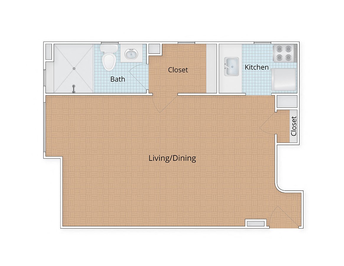 2100 Connecticut Apartments Washington DC Studio Floor Plan