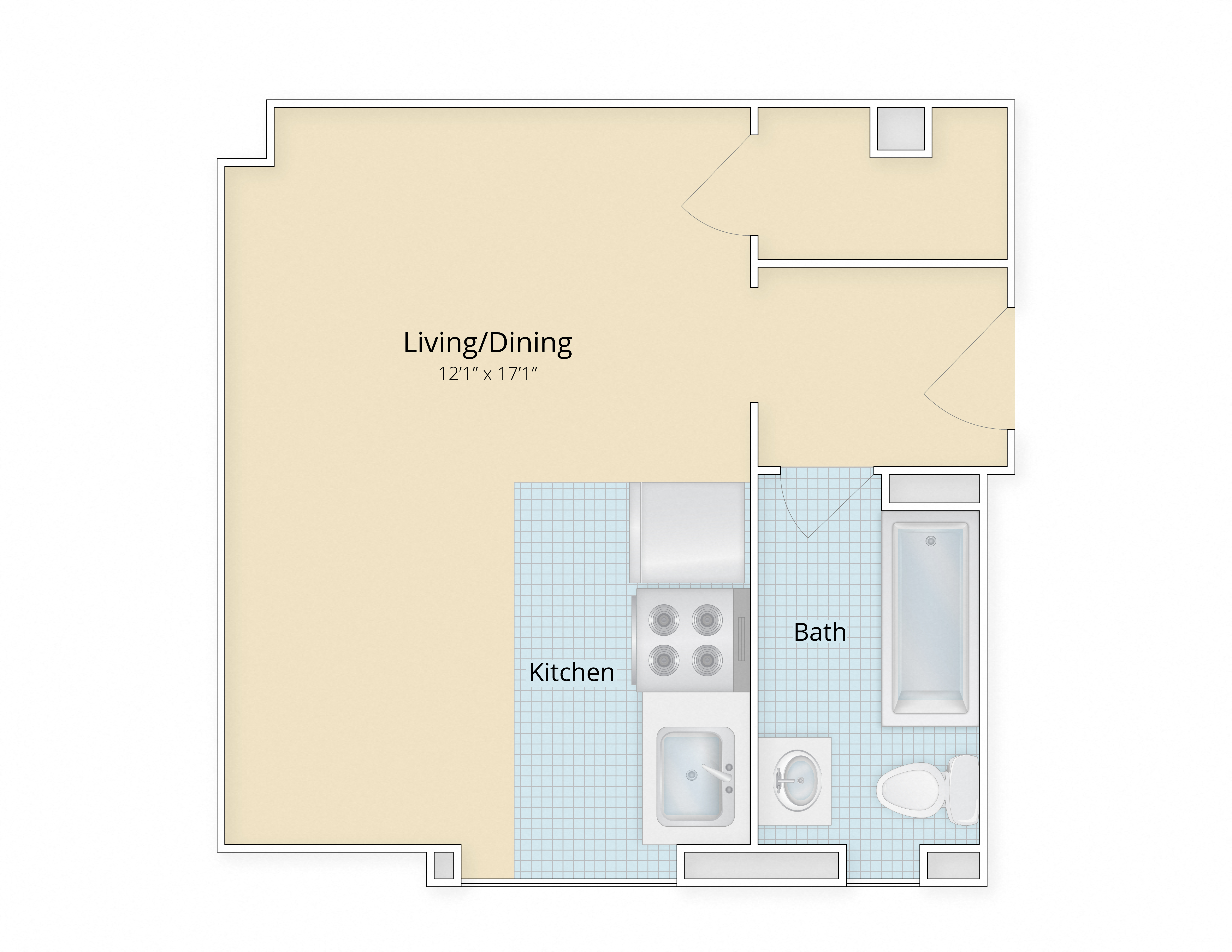 Cathedral Mansions Woodley Park, Washington DC apartments studio floor plan at Cathedral Mansions, Washington