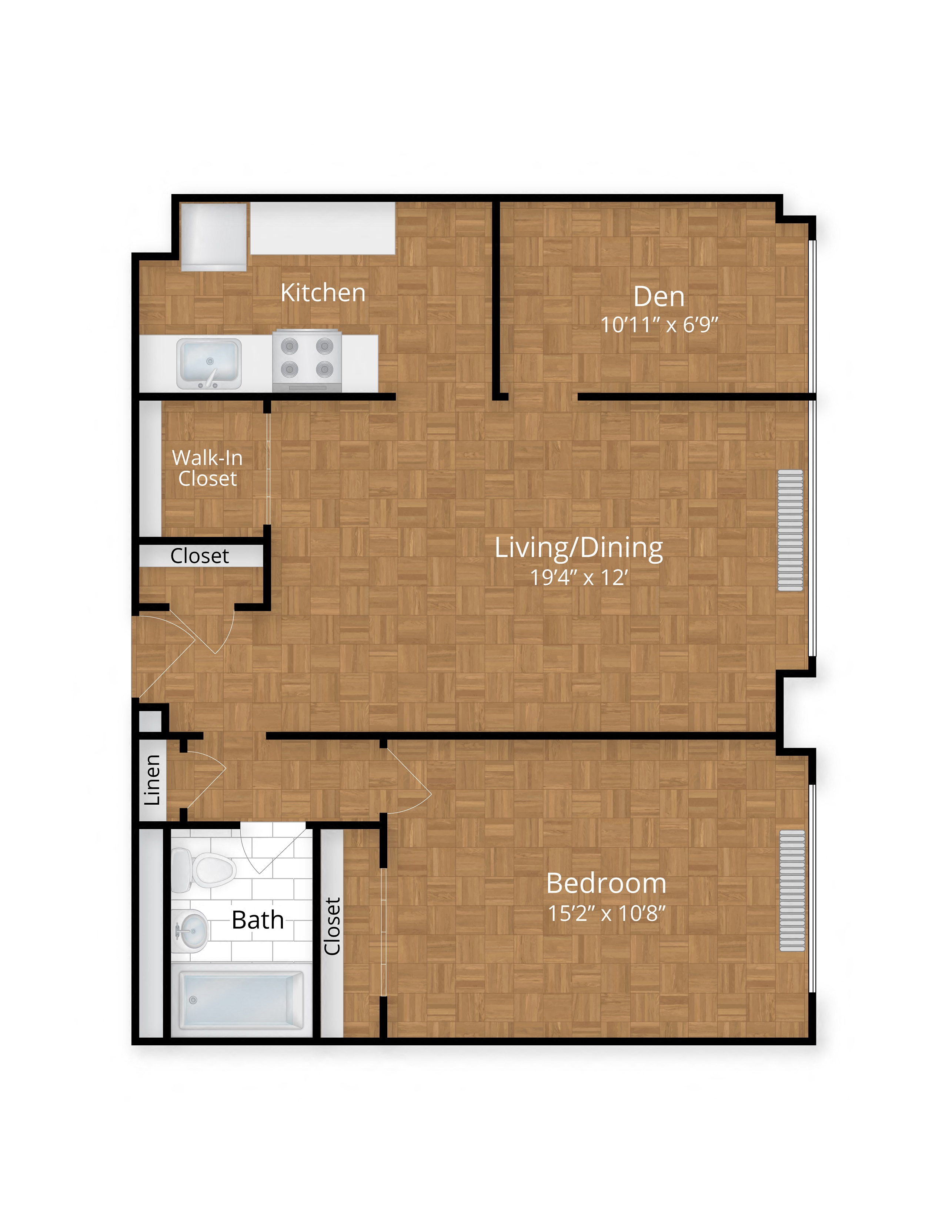 Potomac Park apartments one bedroom den floor plan Foggy Bottom Washington DC