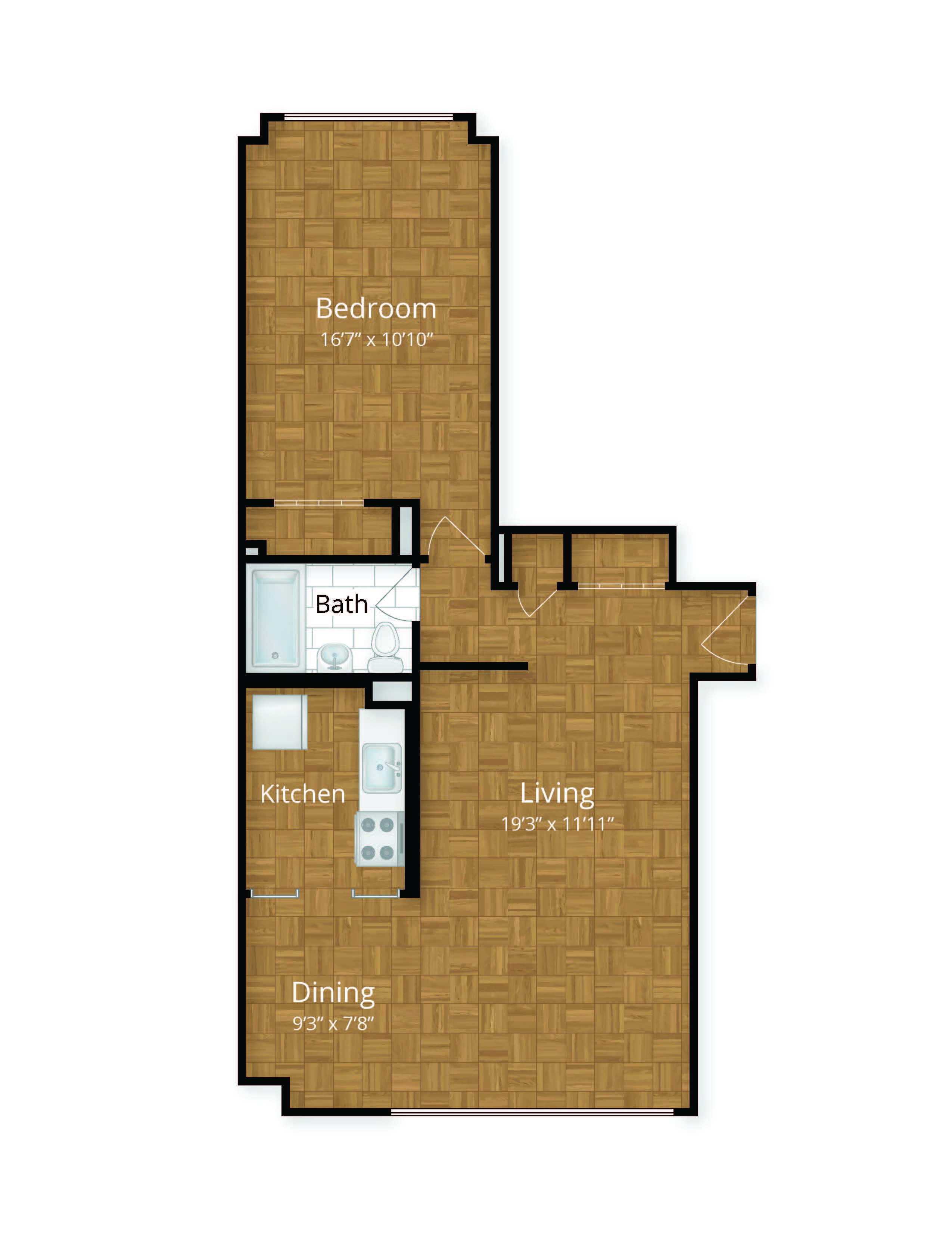 Potomac Park apartments one bedroom floor plan Foggy Bottom Washington DC