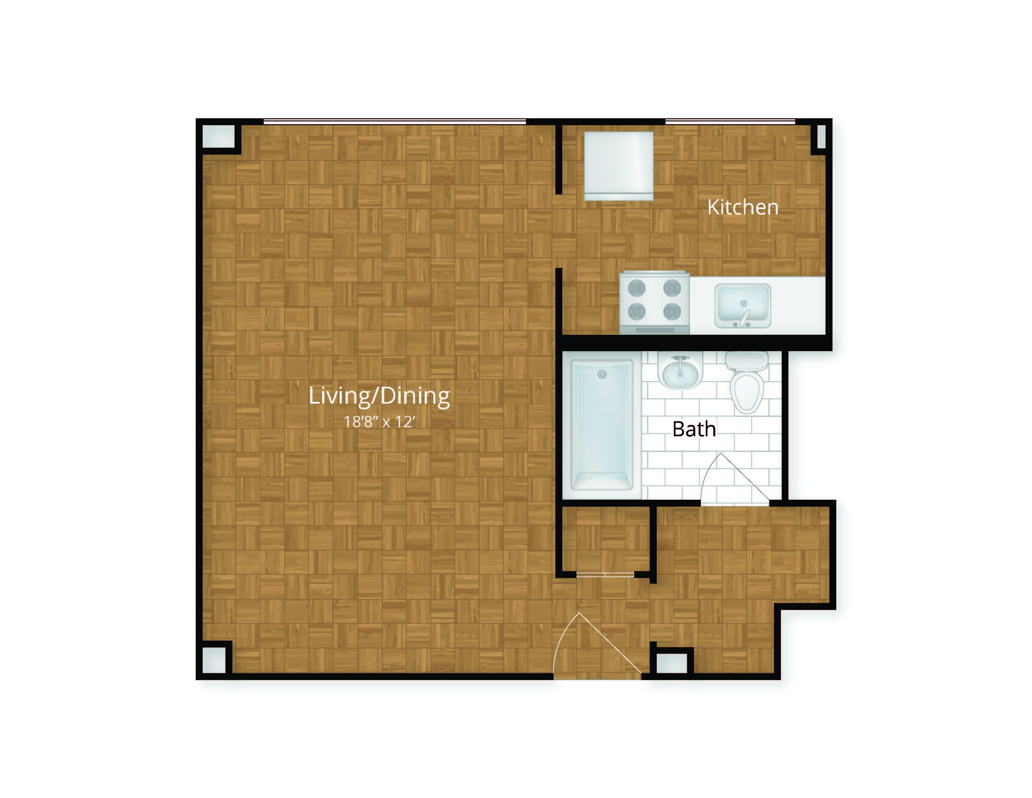 Potomac Park apartments studio floor plan Foggy Bottom Washington DC