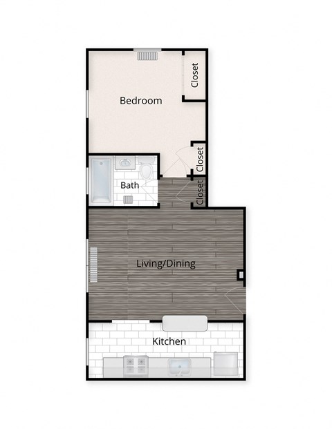One Bedroom Floor Plan at 2231 Ontario, Washington, DC