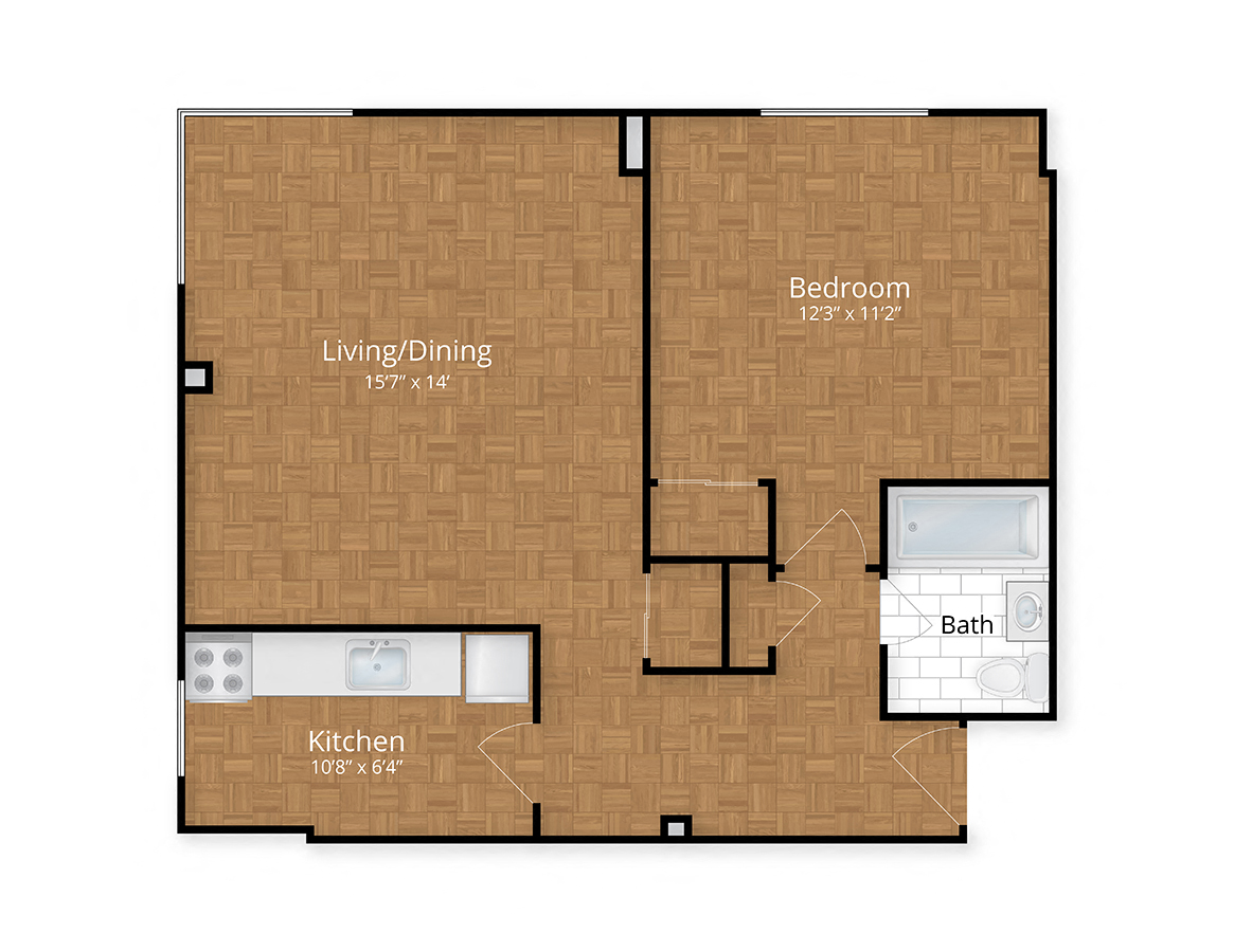One Bedroom Floor Plan at Idaho Terrace, Washington, 20016
