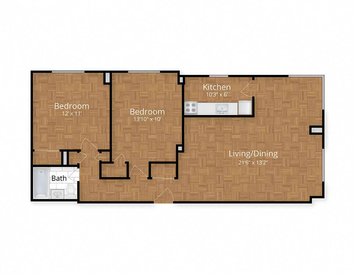 One Bath  Floor Plan at Idaho Terrace, Washington, 20016