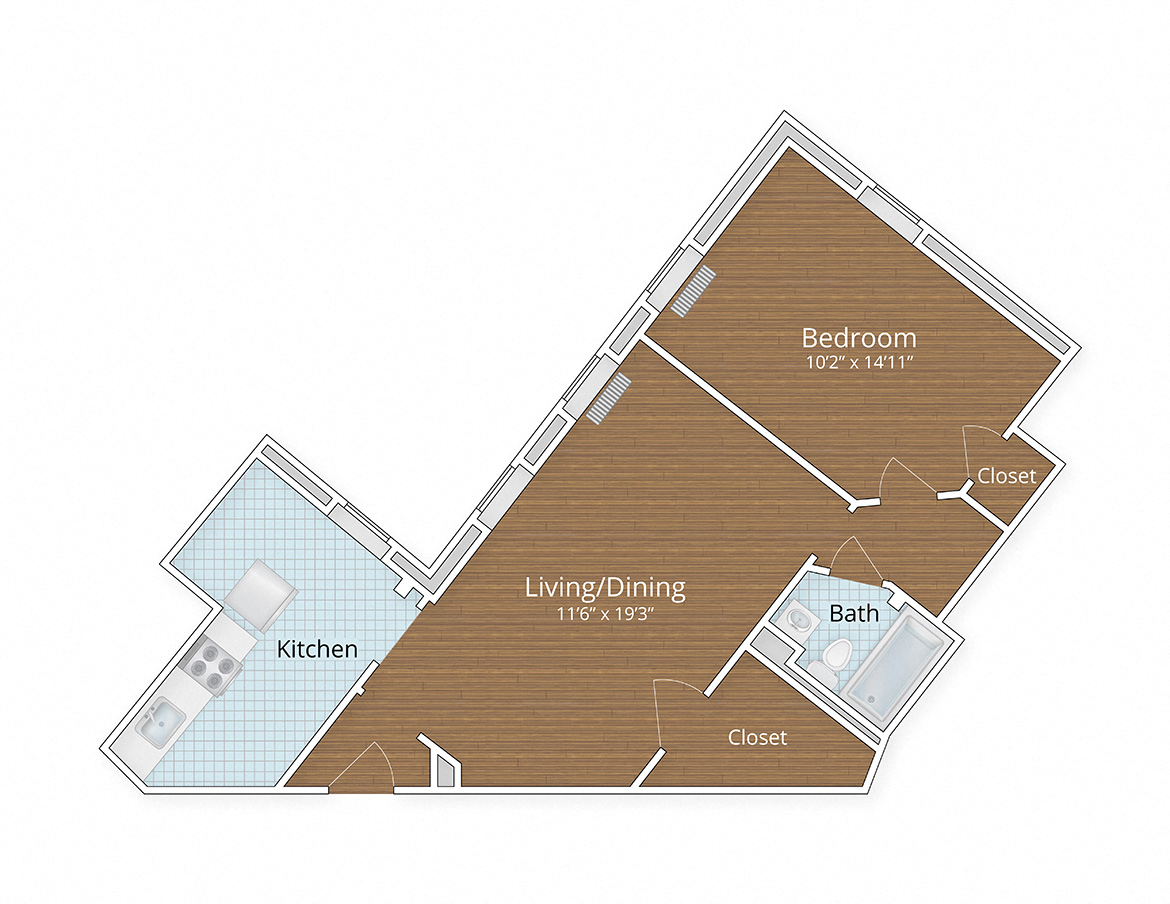 Chalfonte apartments one bedroom floor plan Adams Morgan Columbia Heights Washington DC