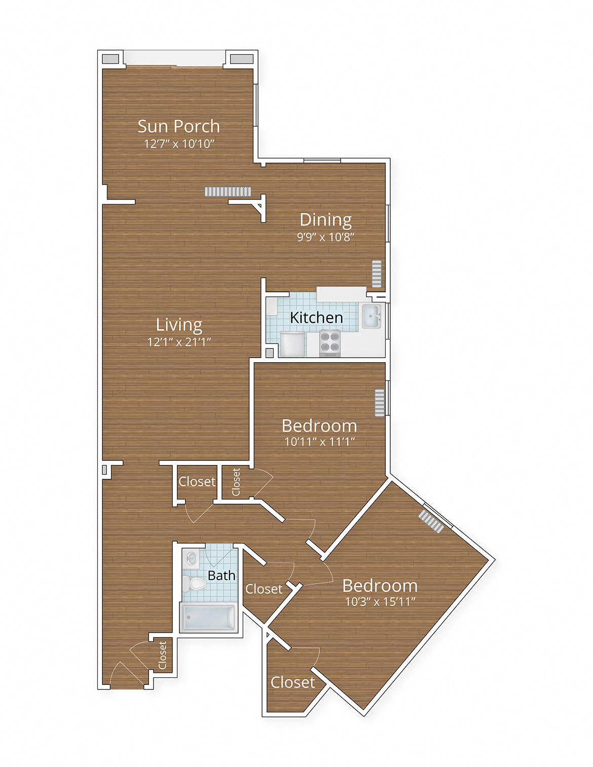 Chalfonte apartments two bedroom sun porch floor plan Adams Morgan Columbia Heights Washington DC