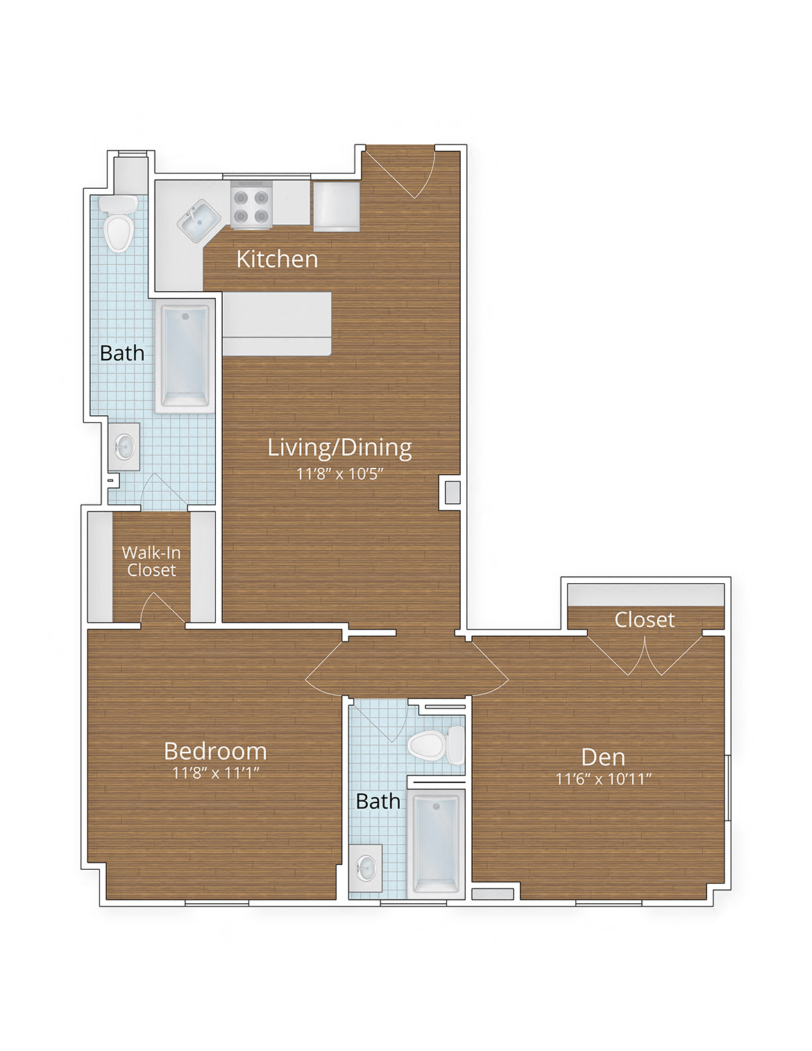 Melwood apartments one bedroom two bath den floor plan Adams Morgan Washington DC