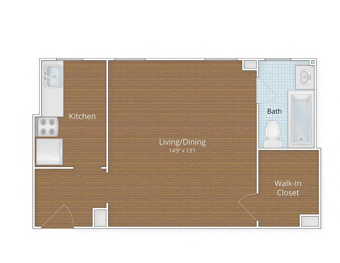 Melwood apartments studio floor plan Adams Morgan Washington DC