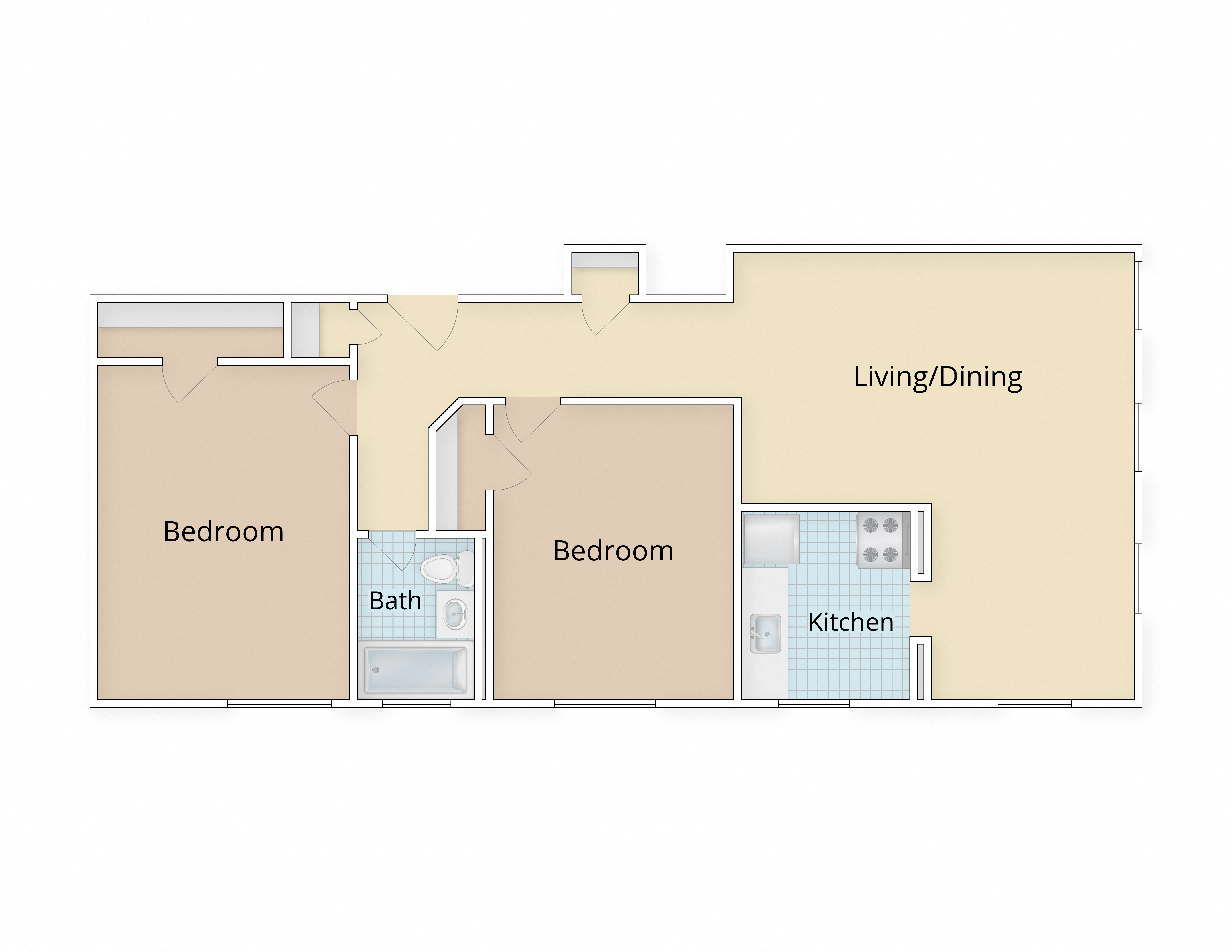 Mason Hall Apartments Alexandria, VA Two Bedroom Floor Plan at Mason Hall in Alexandria, VA 22314
