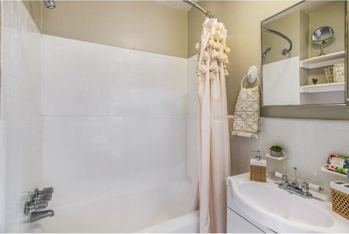 One-bedroom bathroom (staged) at Belvedere, Washington, DC