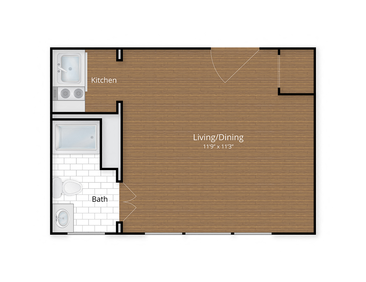 President Madison Apartments Washington DC Studio Floor Plan  at President Madison, Washington, 20009