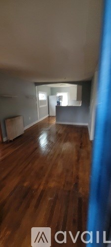 A room with wooden flooring and a person standing in the doorway.