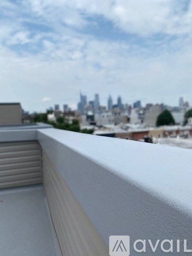 A view of a city skyline from a high vantage point.