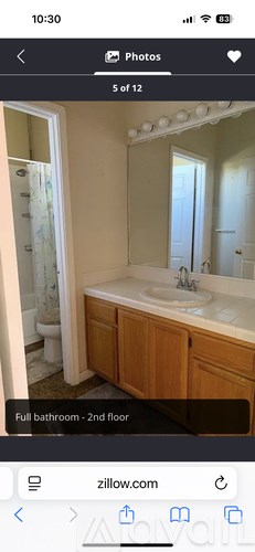 A full bathroom on the second floor.
