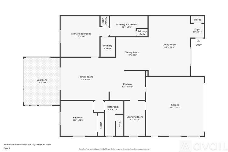 A floor plan of a property with a living room, dining room, kitchen, and multiple bathrooms.