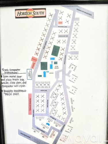 A map of the Horizon South neighborhood with a trash compactor and trash only areas.