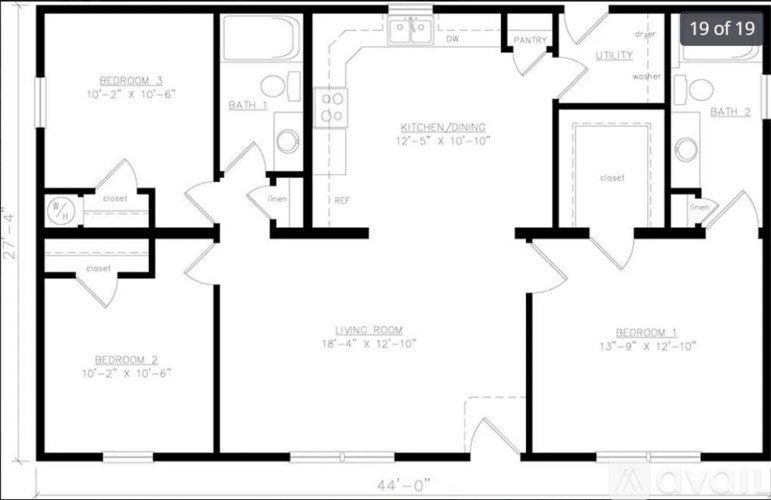 A black and white image of a house floor plan.