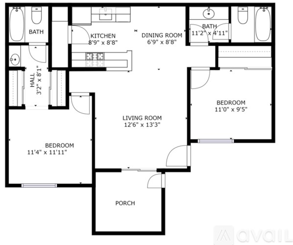 A black and white image of a floor plan for a house.
