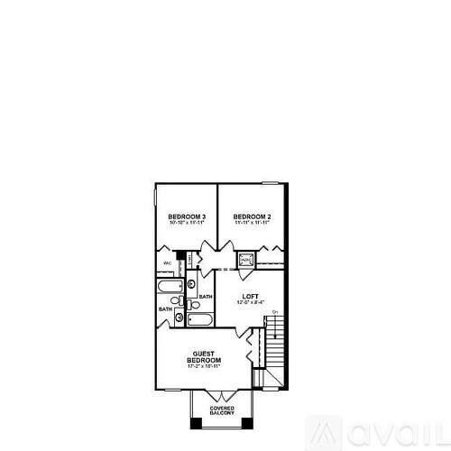 A black and white image of a floor plan for a home with three bedrooms.