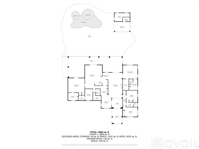 A floor plan of a house with a total area of 686 square feet.