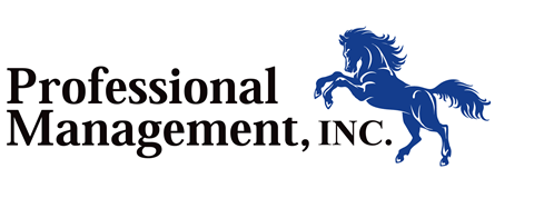 A horse logo for Professional Management, Inc.