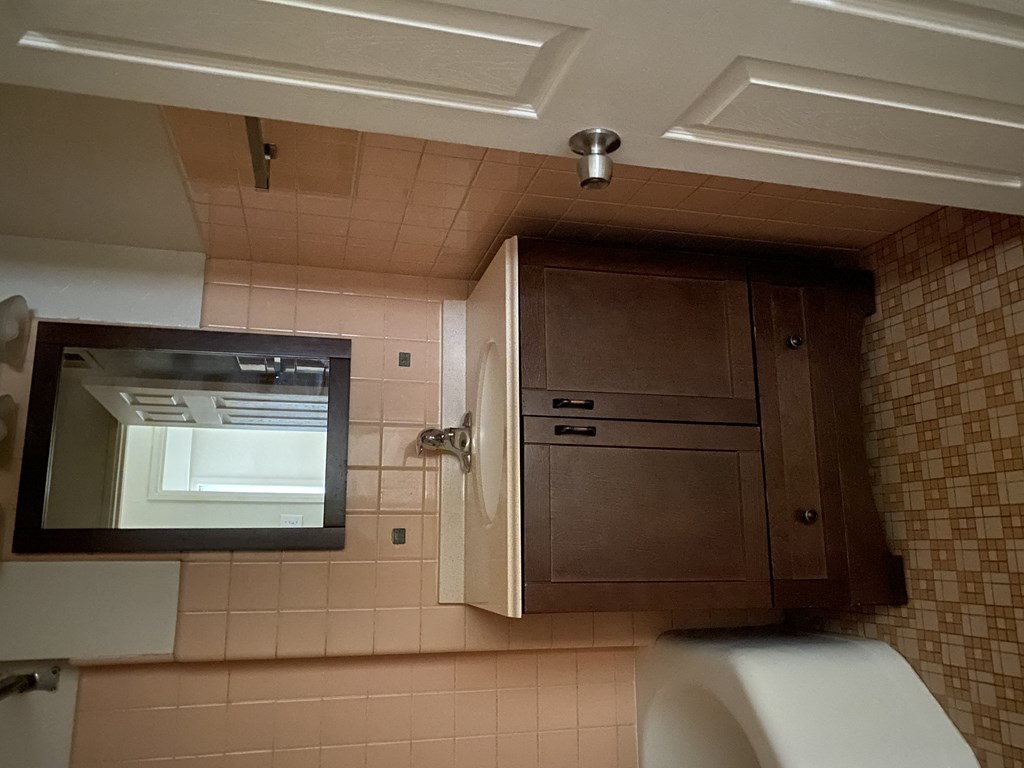a bathroom with a toilet and a sink and a mirror