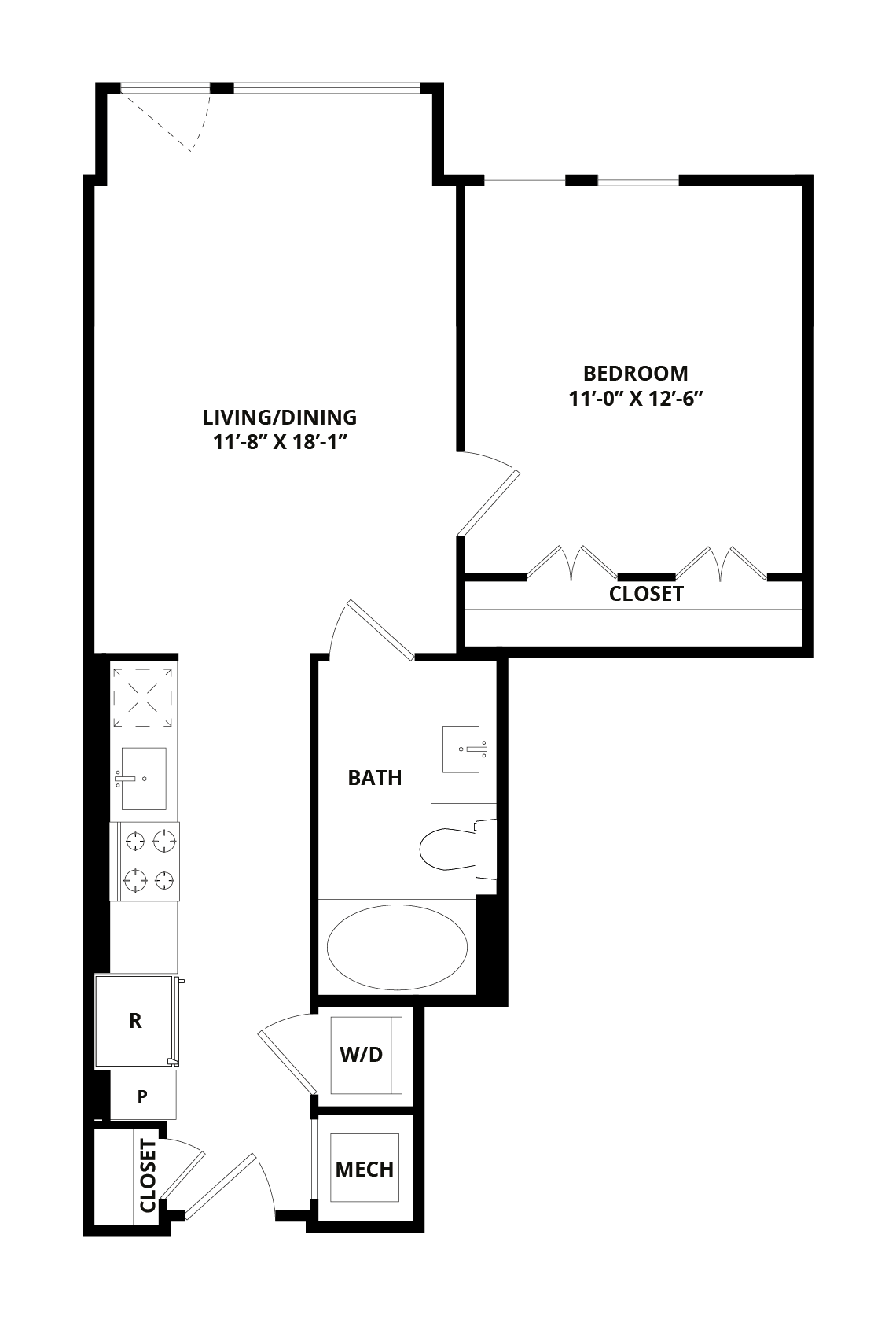 1 Bed/1 Bath-HillwoodA