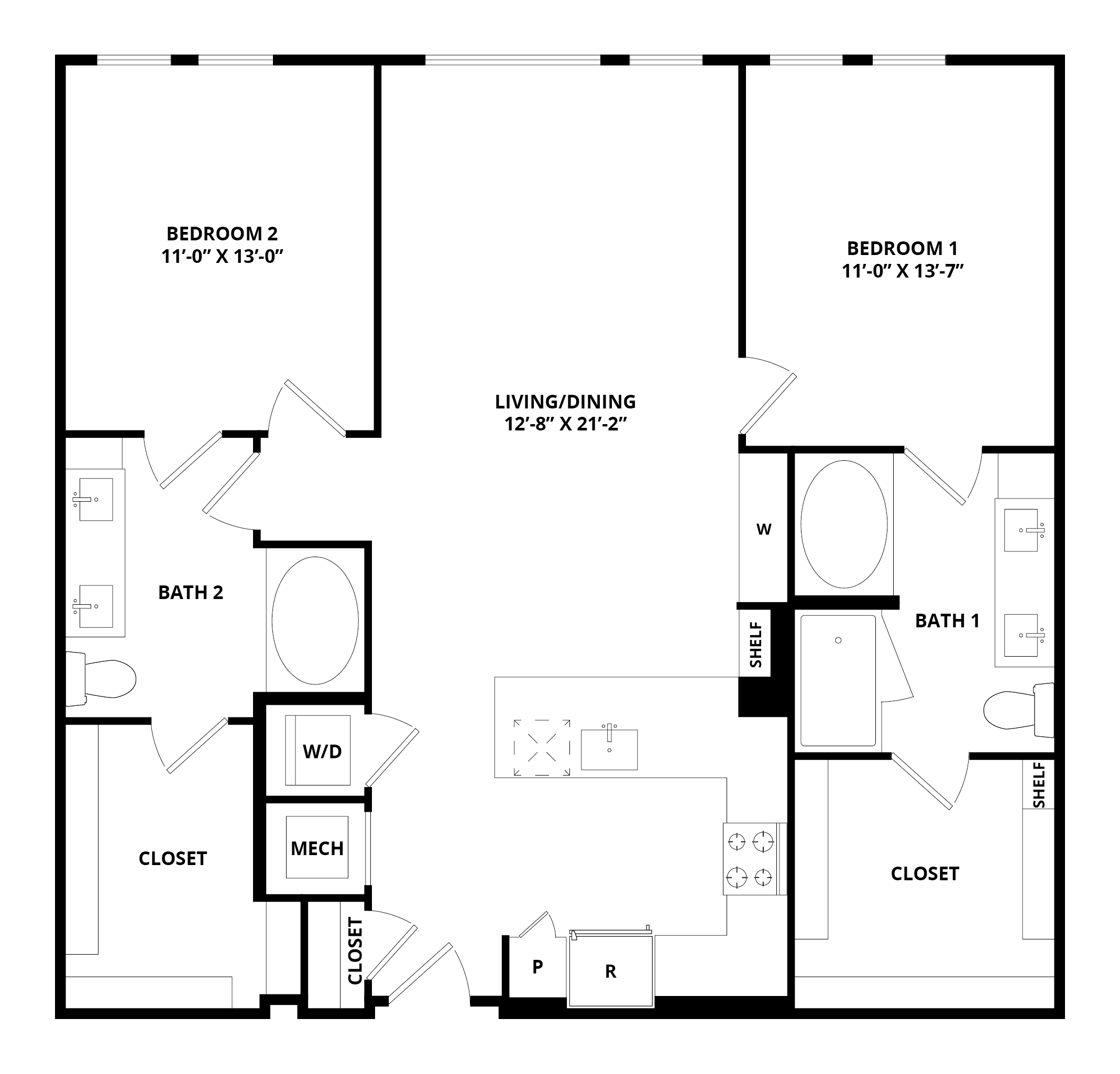 2 Bed/2 Bath-Sapphire