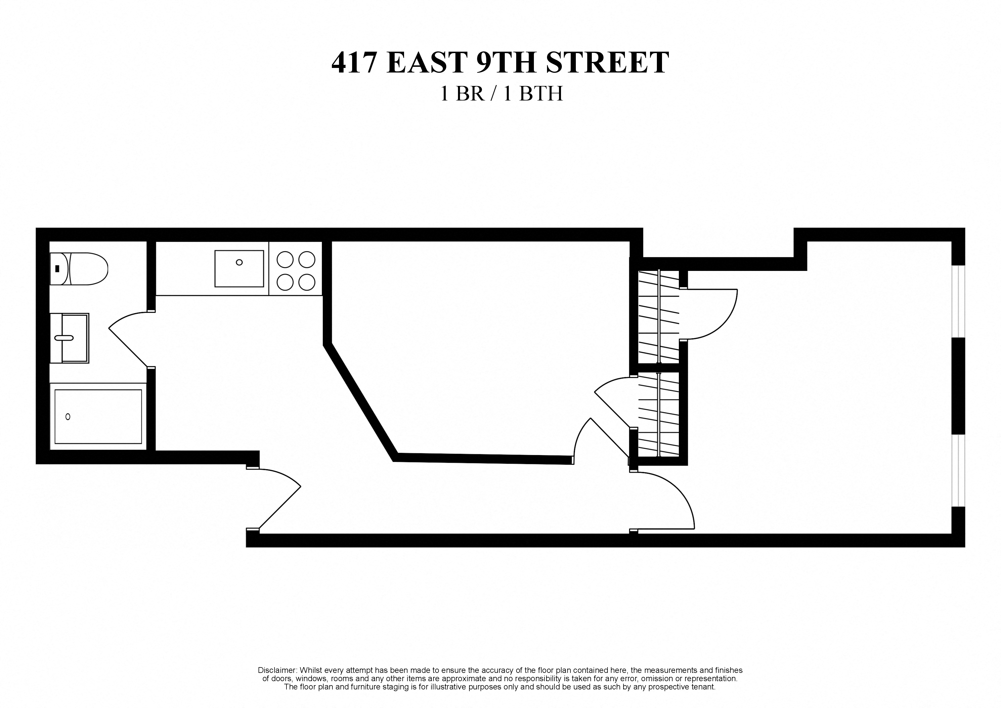 417 EAST 9TH STREET - 1 BR -1 BTH - (4173i)
