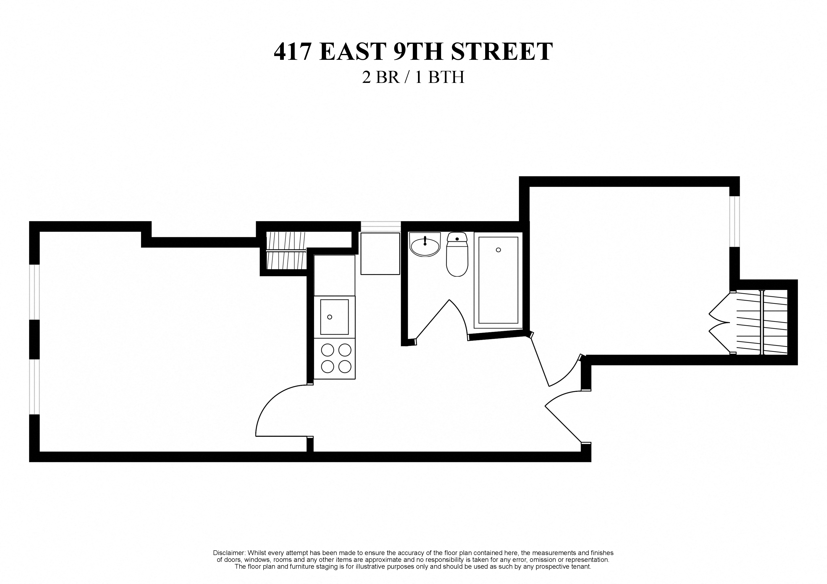 417 EAST 9TH STREET - 2 BR - 1 BTH - (4173ww)