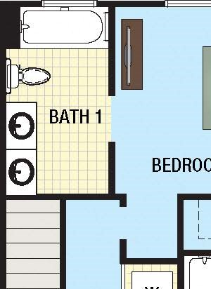 2 bedroom 2 and a half bath floor plan, known as the Sago, at Boca Palms 2 bedroom 2 and a half bath