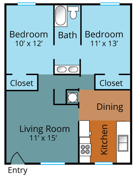 Two bedroom at Oak Tree Apartments in Stephenville TX