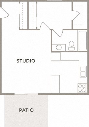 The Ash Studio Floor Plan The Ash Studio Floor Plan at Kingston Square Apartments, Indianapolis, 46226