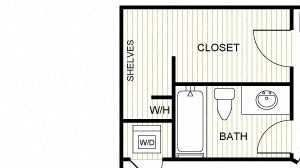 Plan A2 One Bed One Bath 650 Sq.ft. FloorPlan Plan A2 One Bed One Bath 650 Sq.ft. FloorPlan at Peppermill, Universal City, TX