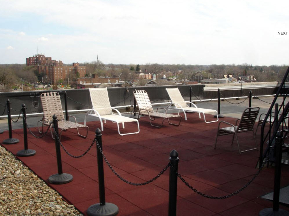 the patio on the roof of the building