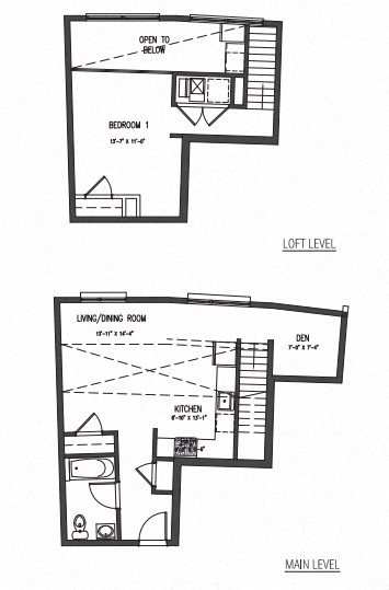 1 Bed Penthouse Duplex Type B Floor Plan 2