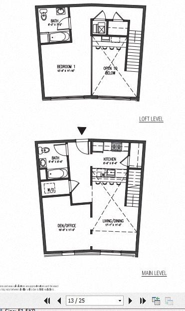 1 Bed + Den Penthouse Duplex Type C Floor Plan 3