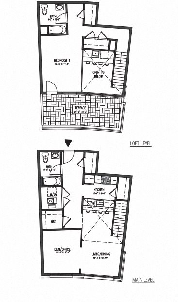 1 Bed + Den Penthouse Duplex Type D Floor Plan 4