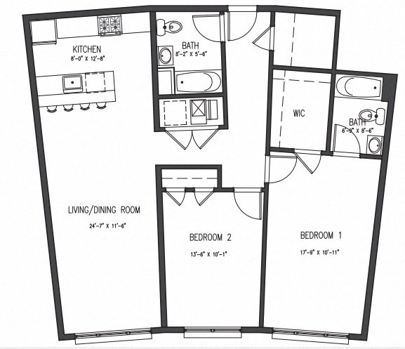 2 Bed 2 Bath Type B Floor Plan 6