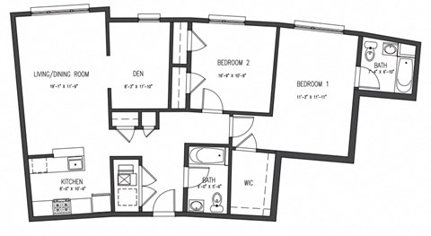 Floor Plan 2 Bedroom Den