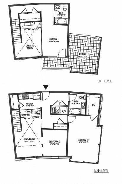 2 Bed + Den Penthouse Duplex Floor Plan 8