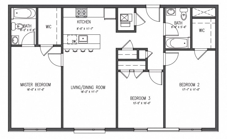 3 Bed 2 Bath Type A Floor Plan 9