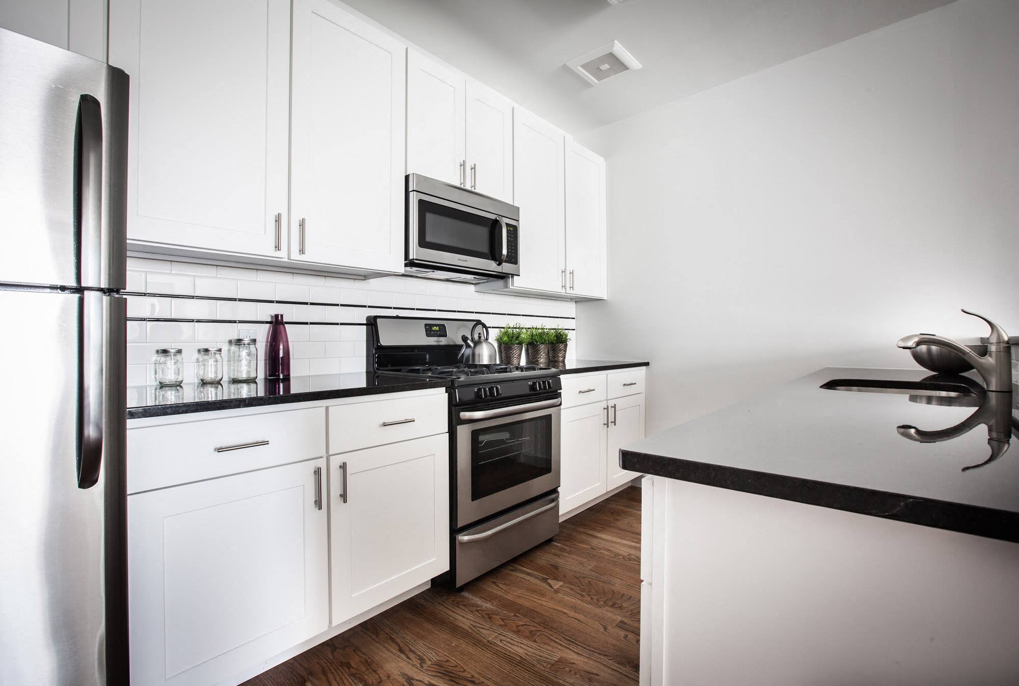 Kitchen with stainless steel appliances
