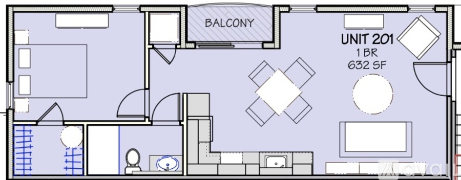 A floor plan of a unit shows a balcony and a living area.