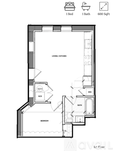 A floor plan for a 2nd floor apartment at 1710 W. Lunt.