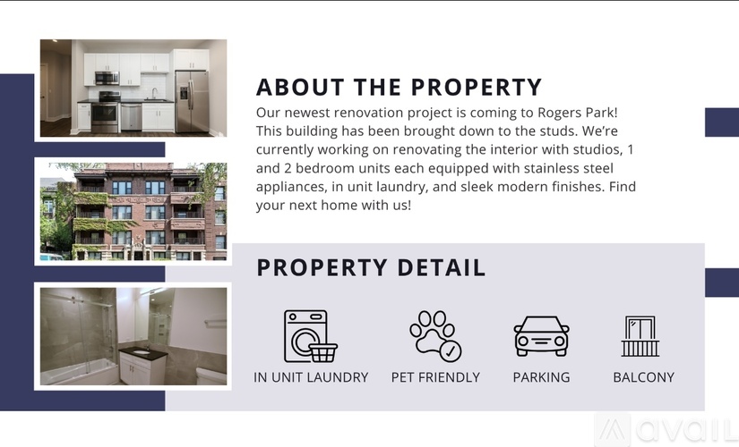 A brochure detailing a property renovation project at Rogers Park.