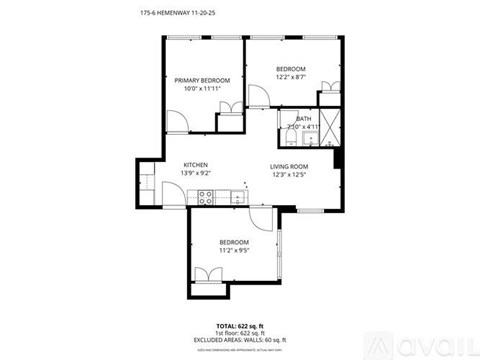A floor plan for a 1756 square foot home with a total of 622 square feet of living space.