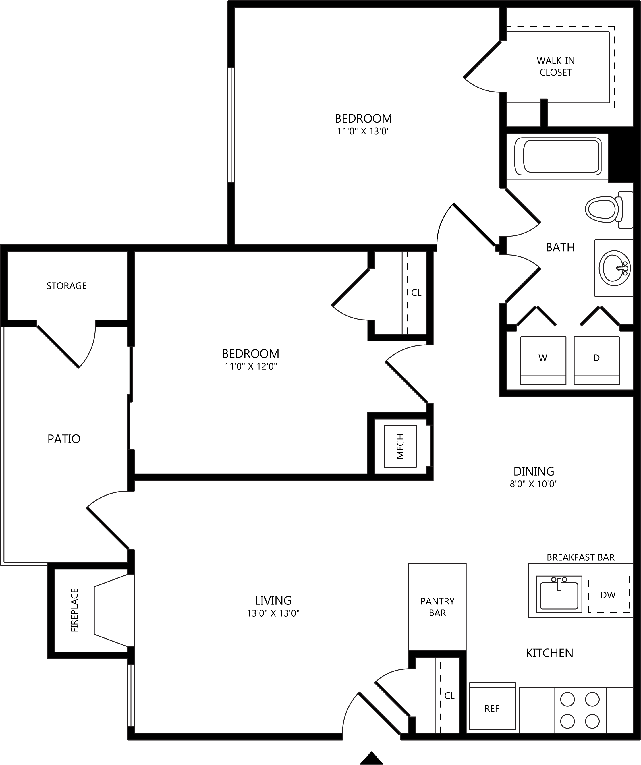 2 Bed/1 Bath-B1