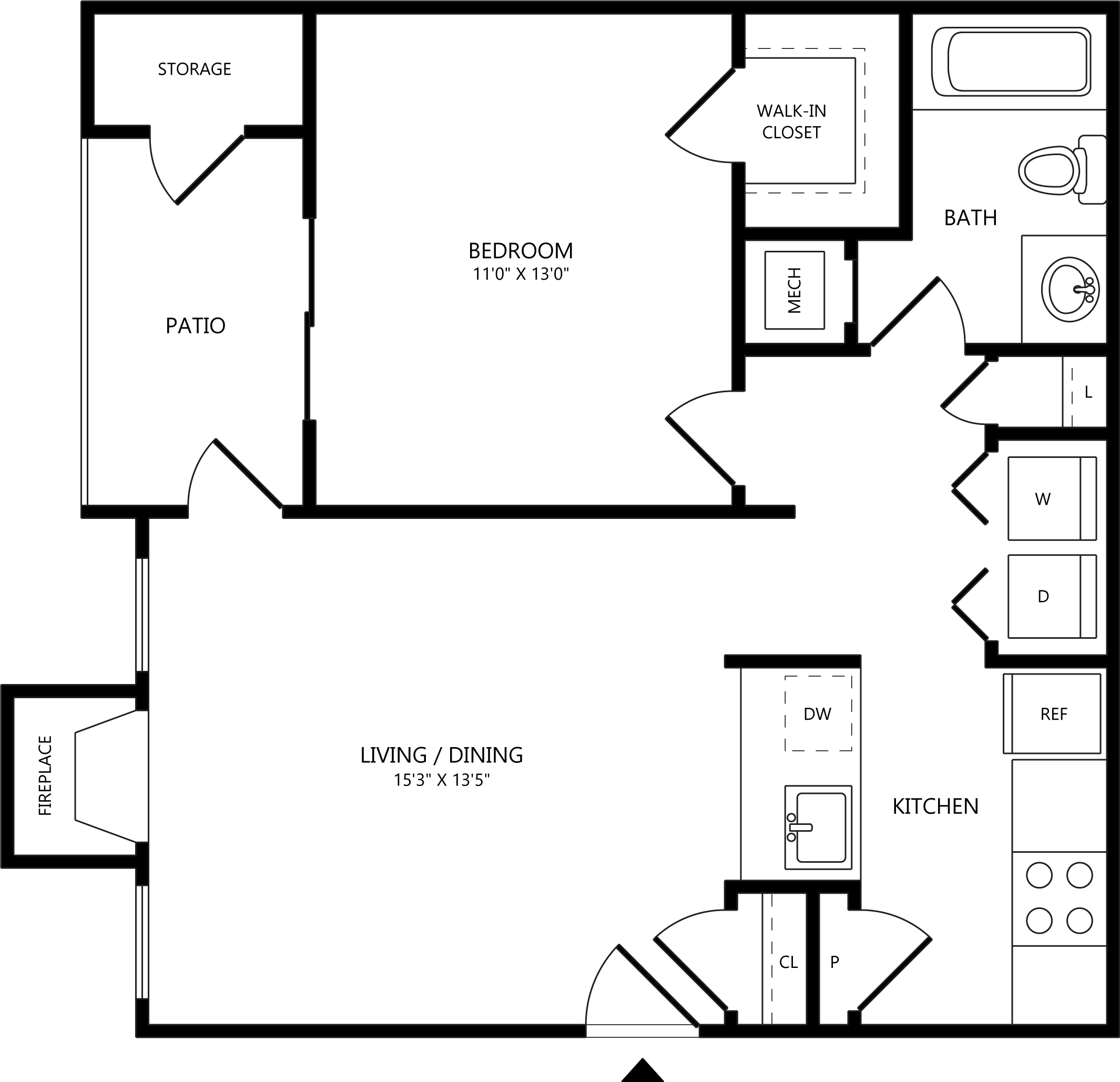 1 Bed/1 Bath-A1